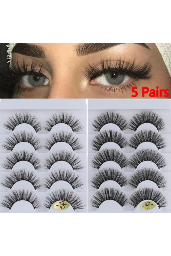 Eyelash Extensions False Eyelashes Natural Long Cruelty-free Thick Volume Lashe Fake Eyelashes 5 Pairs