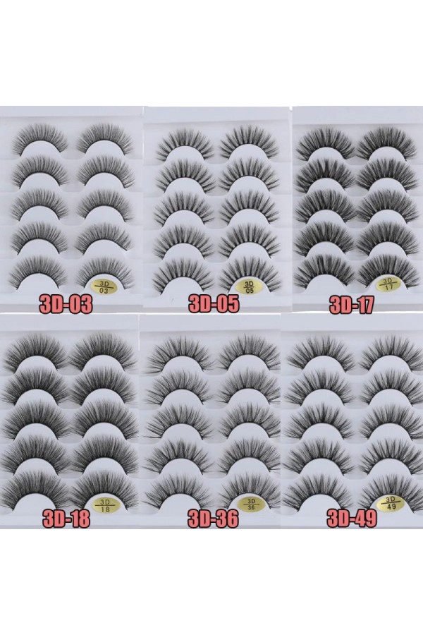 Eyelash Extensions False Eyelashes Natural Long Cruelty-free Thick Volume Lashe Fake Eyelashes 5 Pairs