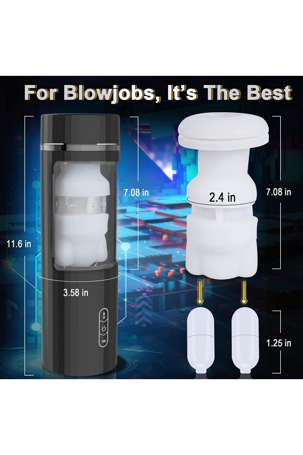 Blowjob Machine Male Masturbator with 6 Thrusts& Suctions 7 Vibrations Hands Free Thrusting Male Oral Sex Toy